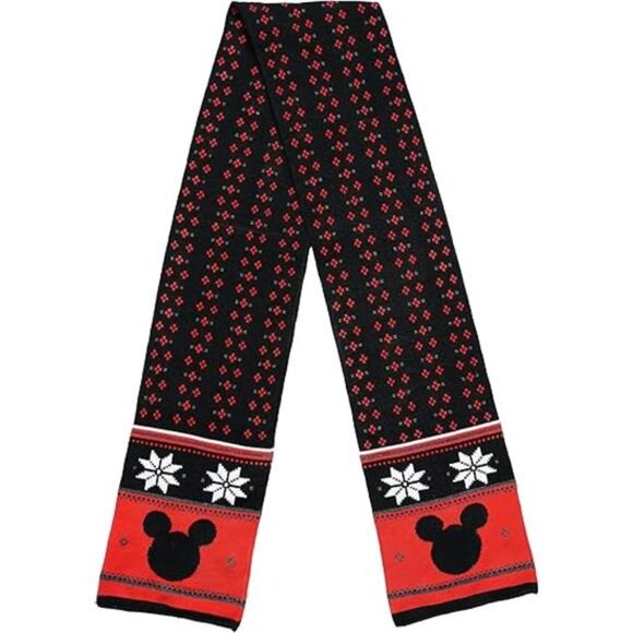 Disney Adult Scarf - Mickey & Minnie Mouse Skellington Print Knit Winter Scarf - Picture 7 of 7